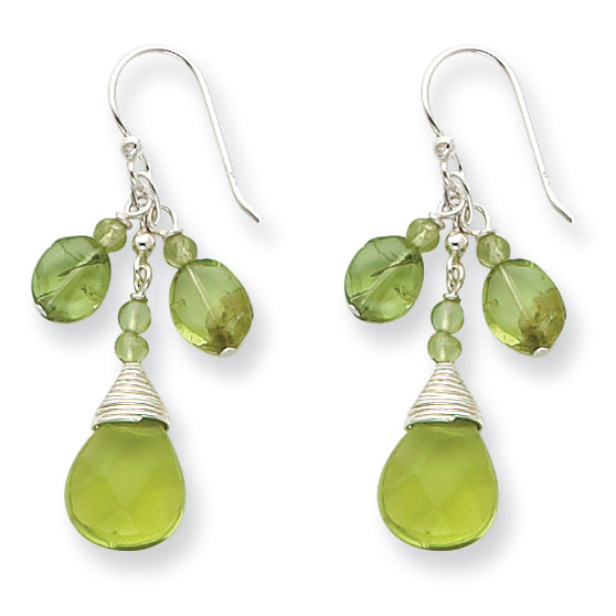 Sterling Silver Green Crystal/Peridot Earrings