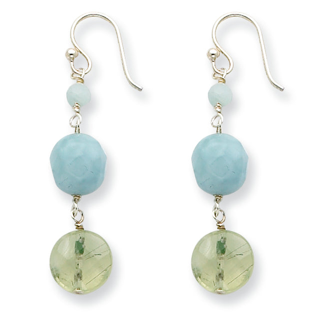 Sterling Silver Prehnite/Amazonite Earrings