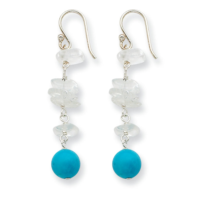 Sterling Silver Blue Topaz Chips & Turquoise Earrings