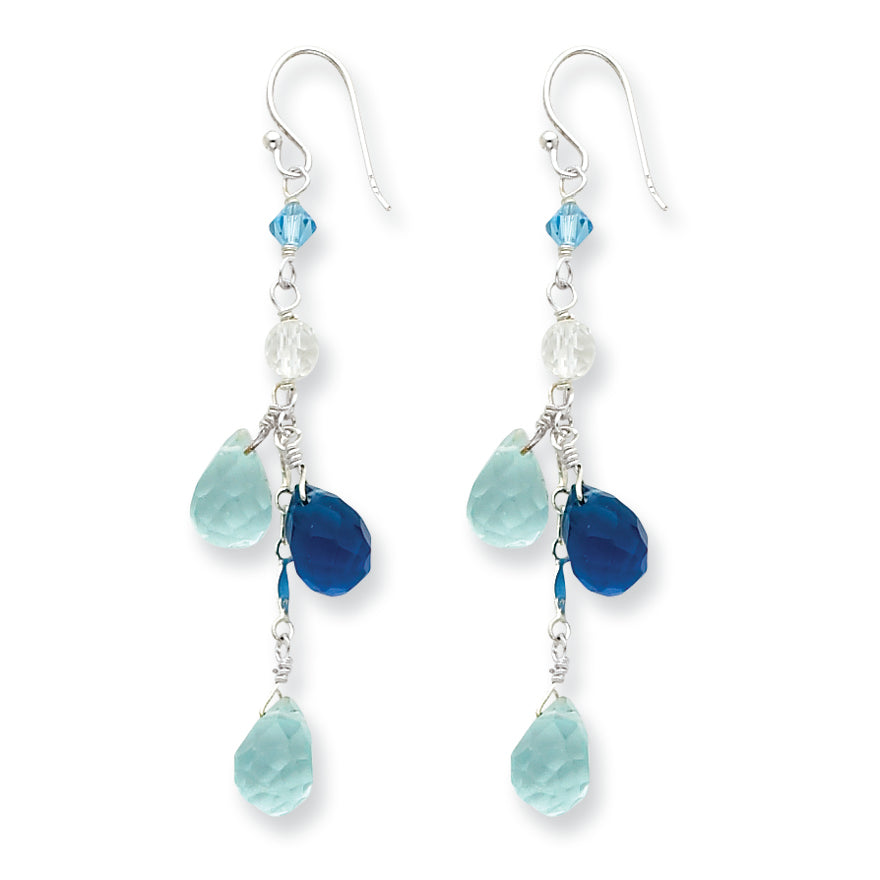 Sterling Silver Blue & Clear Crystal Earrings