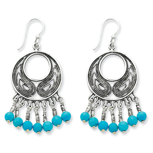 Sterling Silver Dyed Howlite Antiqued Earrings