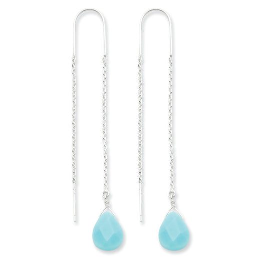 Sterling Silver Blue Agate Threader Earrings