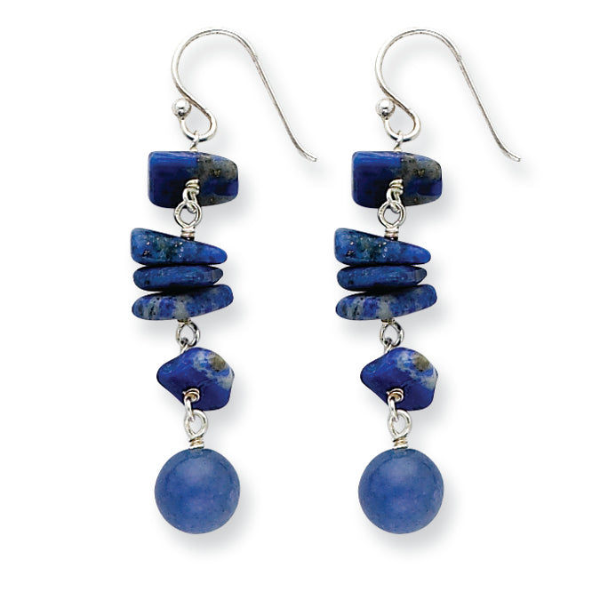 Sterling Silver Sodalite & Blue Agate Earrings