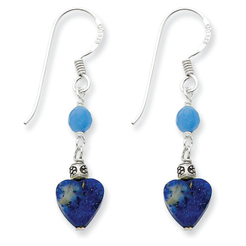 Sterling Silver Lapis/Blue Agate Antiqued Earrings