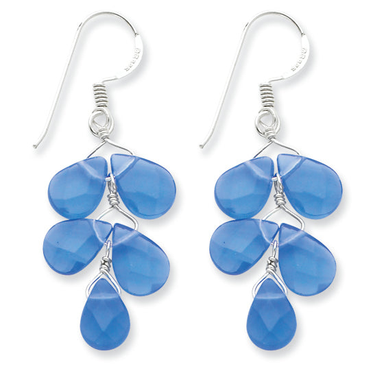 Sterling Silver Blue Quartz Crystal Earrings