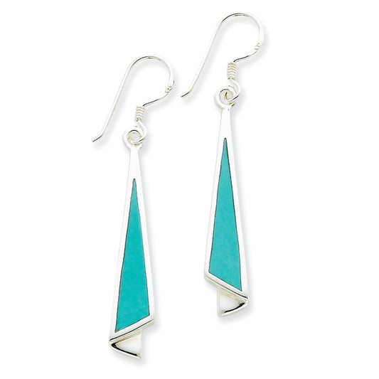 Sterling Silver Dangling Turquoise Earrings