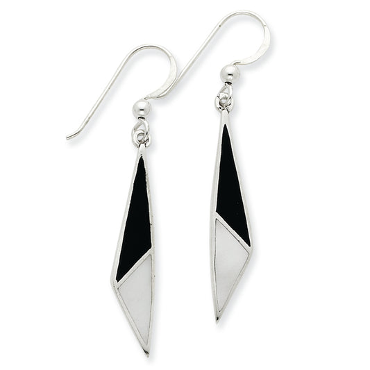 Sterling Silver Onyx & Mother of Pearl Earrings