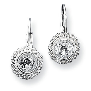 Sterling Silver CZ Leverback Earrings