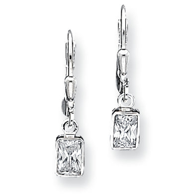 Sterling Silver CZ Leverback Earrings