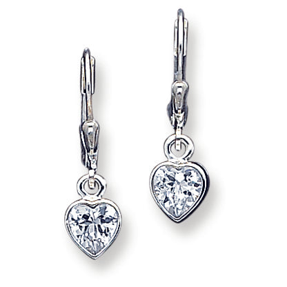 Sterling Silver CZ Leverback Earrings