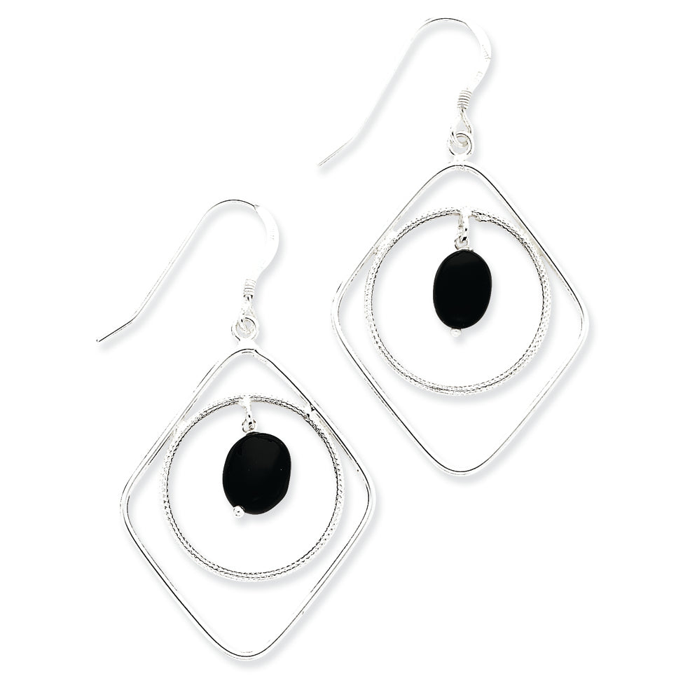 Sterling Silver & Onyx Geometric Dangle Earrings