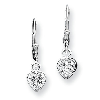 Sterling Silver CZ Leverback Earrings