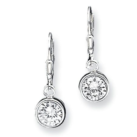 Sterling Silver CZ Leverback Earrings