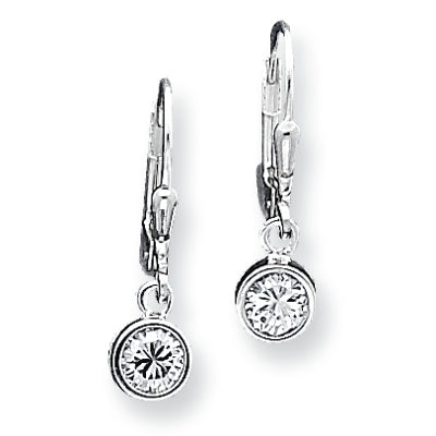 Sterling Silver CZ Leverback Earrings