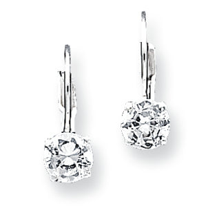Sterling Silver CZ Leverback Earrings