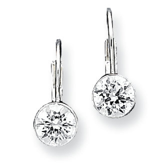 Sterling Silver CZ Leverback Earrings