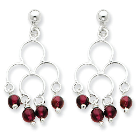 Sterling Silver Garnet Drop Earrings