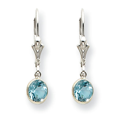 Sterling Silver Blue Topaz Leverback Earrings