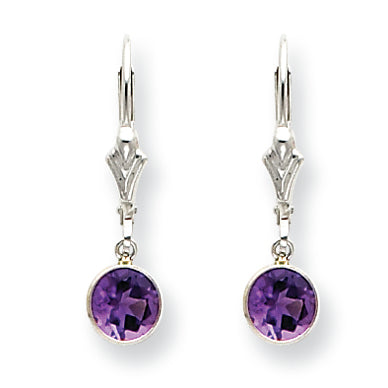 Sterling Silver Amethyst Leverback Earrings