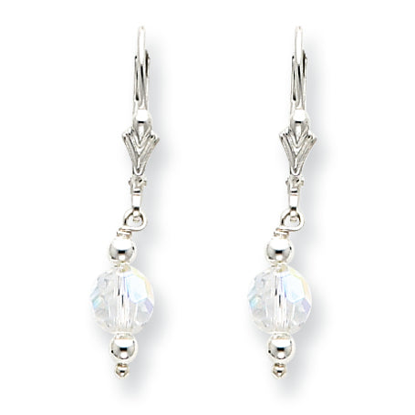 Sterling Silver Aurora Crystal Leverback Earrings