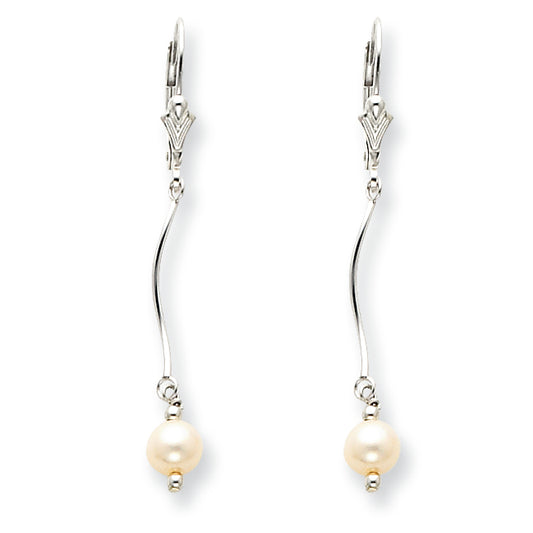 Sterling Silver Cultured Pearl Leverback Earrings