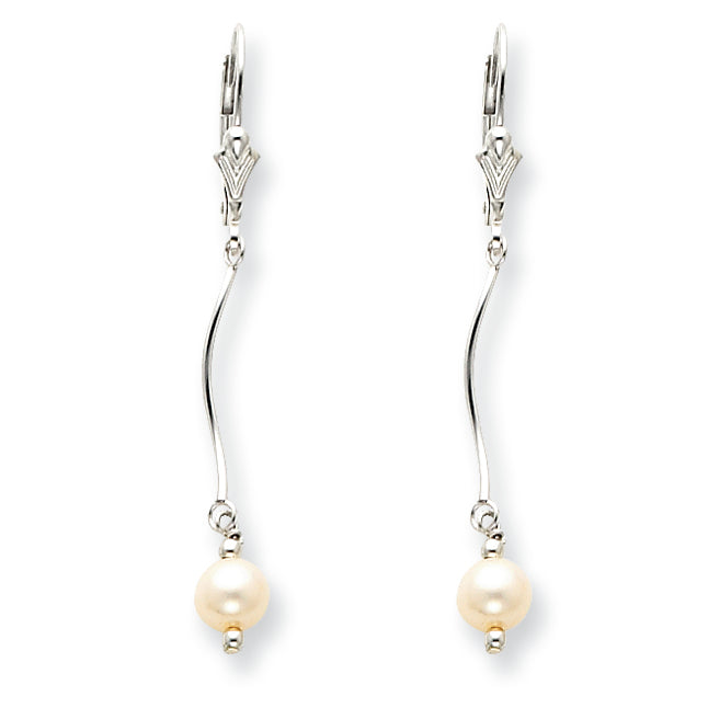 Sterling Silver Cultured Pearl Leverback Earrings