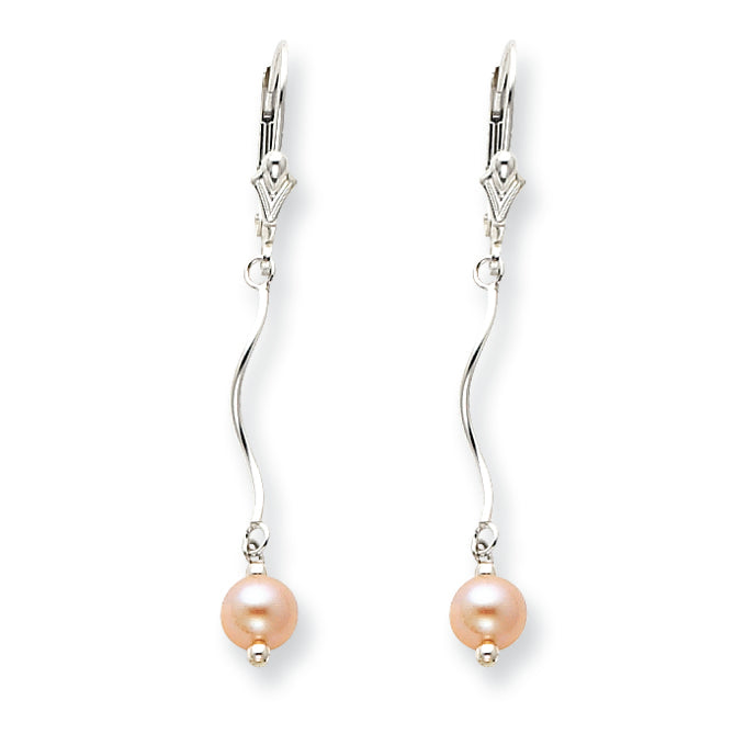 Sterling Silver Cultured Pearl Leverback Earrings