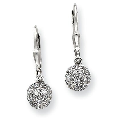 Sterling Silver CZ Leverback Earrings