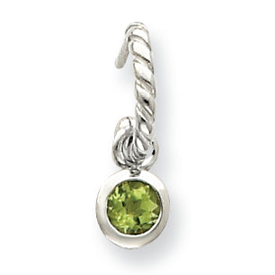 Sterling Silver Twist Hoops w/Round Bezel Peridot Earrings