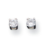 Sterling Silver 3mm Round Basket Set CZ Stud Earrings