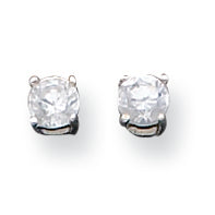 Sterling Silver 4mm Round Basket Set CZ Stud Earrings