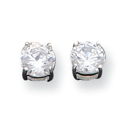 Sterling Silver 6mm Round Basket Set CZ Stud Earrings