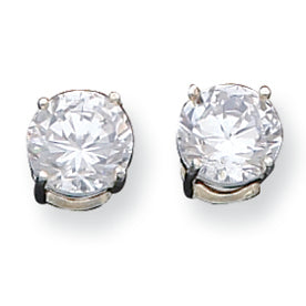 Sterling Silver 8mm Round Basket Set CZ Stud Earrings