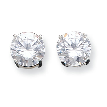 Sterling Silver 10mm Round Basket Set CZ Stud Earrings