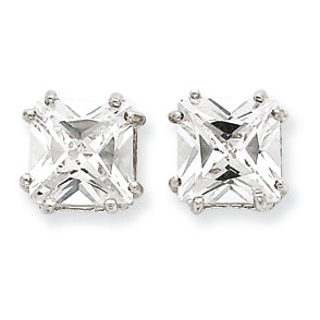 Sterling Silver Princess CZ Stud Earrings