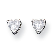 Sterling Silver 4mm Heart CZ Stud Earrings