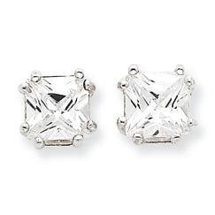 Sterling Silver Princess CZ Stud Earrings