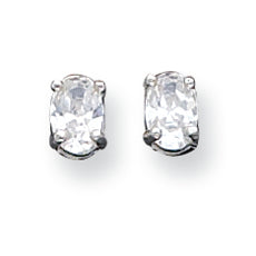 Sterling Silver 4x6mm Oval CZ Stud Earrings