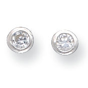 Sterling Silver 4mm CZ Round Bezel Stud Earrings