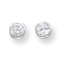 Sterling Silver 5mm CZ Round Bezel Stud Earrings