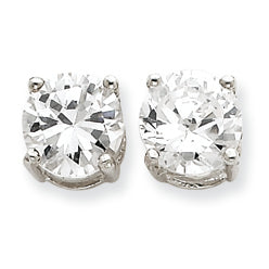 Sterling Silver Round CZ Stud Earrings