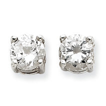 Sterling Silver Round CZ Stud Earrings