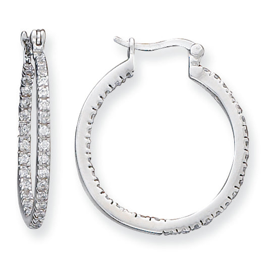 Sterling Silver CZ Hoop Earrings