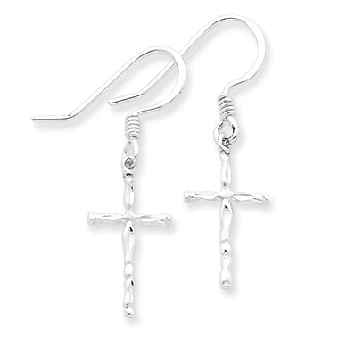 Sterling Silver Polished Cross Earrings