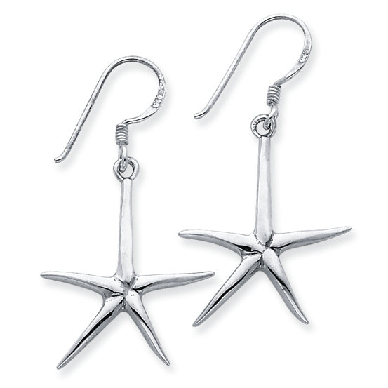 Sterling Silver Star Fish Dangle Earrings