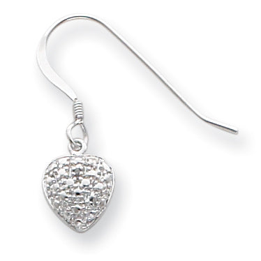 Sterling Silver Heart Diamond Earrings