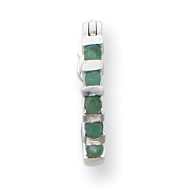 Sterling Silver Emerald Hoop Earrings