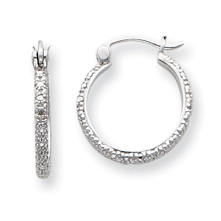 Sterling Silver Diamond Hoop Earring