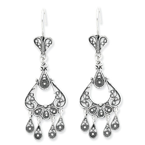 SS Filigree Dangle Earrings