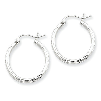 Sterling Silver 2.00mm Diamond-cut Hoop Earrings